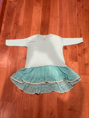 My Story stripped ruffle high low blouse